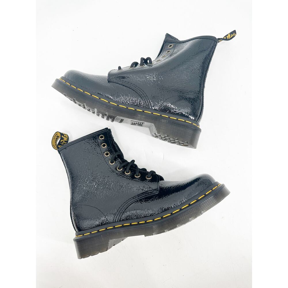 Dr. Martens 1460 Boots 6 Black Distressed Patent Leather - Picture 6 of 6
